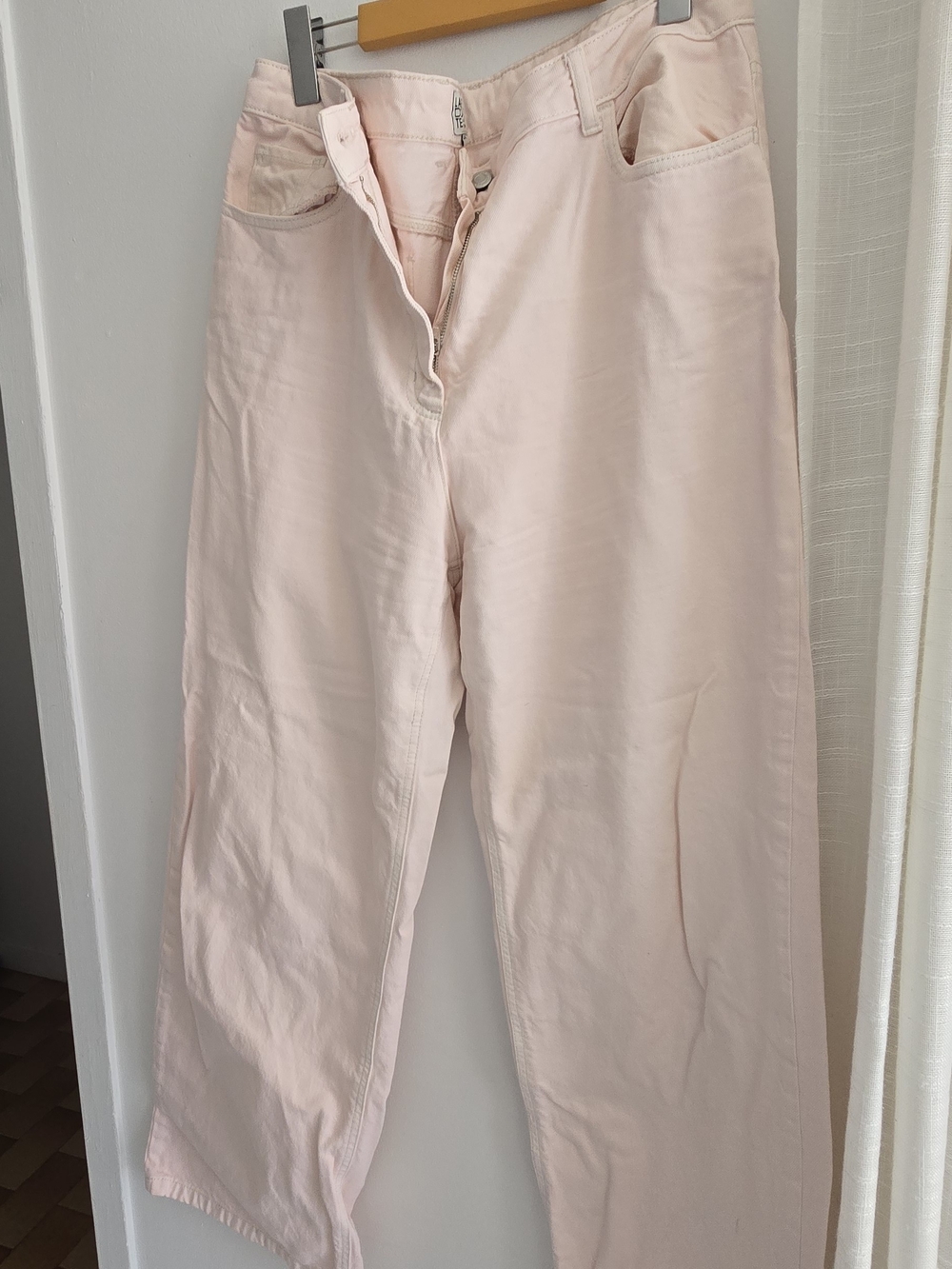 Light Pink High-Waist Wide Leg Jeans